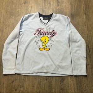 Y2K Looney Tunes Tweety Fleece Pullover Women’s L Classic Collection